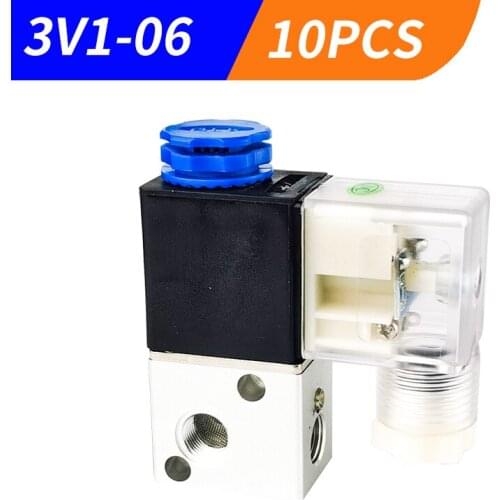 10PCS High Quality 3V1-06 Solenoid Valve 3 Port 2 Position Pneumatic Air Valves DC24V,DC12V,AC220V,DC110V,AC24V