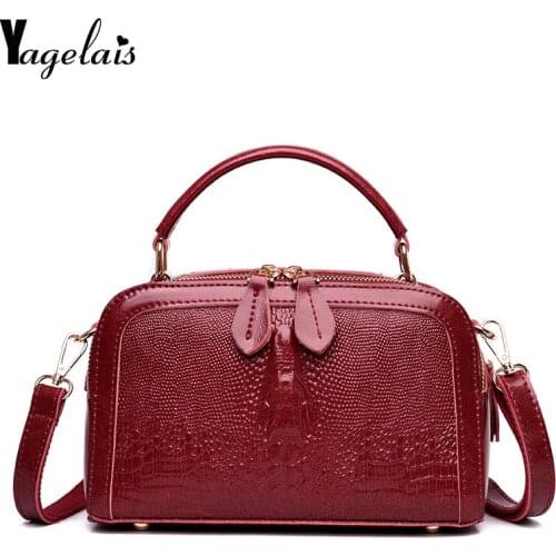 2019 Designer Women High Quality Genuine Cow Leather Handbag Crocodile Pattern Ladies Crossbody Shoulder Boston Bags Hot Sale