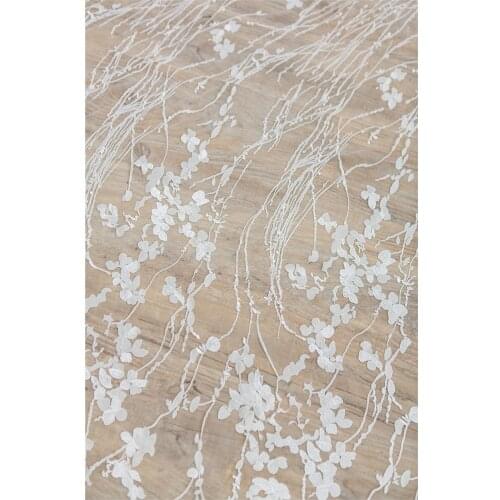 1 yards Exquisite Vintage Embroidered Soft Mesh Floral Lace Fabric 130cm Wide High End Luxury Wedding Gown Birdal Fabric Lace