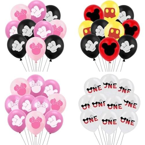 10pcs/lot Minnie Balloons Mickey Mouse Birthday Party Decorations Baby Shower Girl Balloon Kids Air Globos Decor