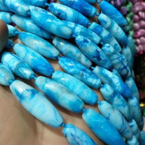 12PCS New Semi Precious Stone Drum Shape 10x30MM For Women Necklace Making More Lovely Beads Collections Knotted Each Beads