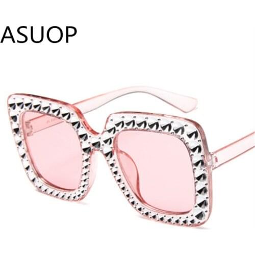 2019 new fashion ladies sunglasses crystal square retro large frame mens glasses UV400 classic brand design sunglasses