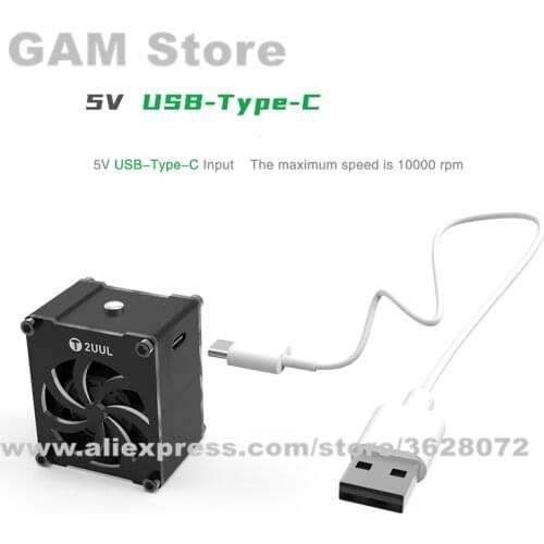 2UUL Mini Exhaust Fan 5V USB Fast Cooling Type-C Power Supply Input For Mobile Phone Repair Mainboard Maintenance Air Ejector