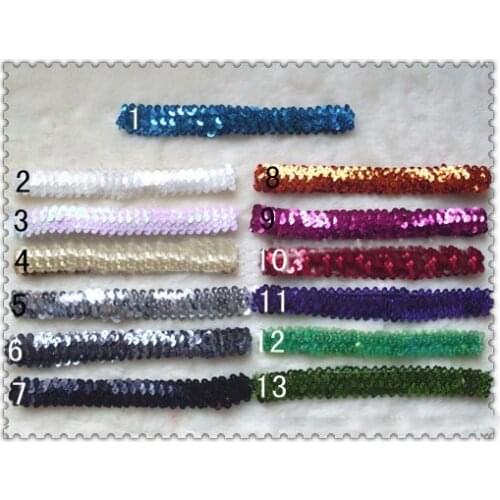 480pcs 1'' Sequin Headbands Child Headbands For Girl Stretch 1 Inch Sequin Headband 14 Colors #SH7