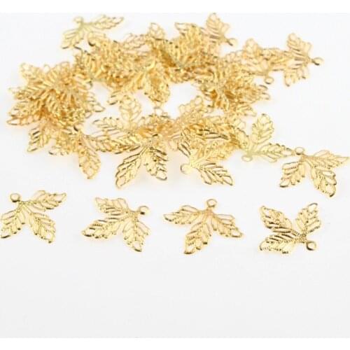 Gold 100Pcs Filigree Wraps Connectors 26x23mm Metal Crafts Connector For Jewelry Making DIY Accessories Charm Pendant