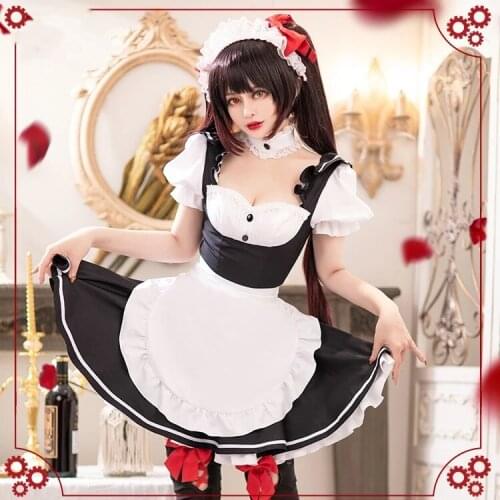 Anime DATE A LIVE Tokisaki Kurumi Maid Dress Lovely Outfit Party Uniform Cosplay Costume Halloween Women Free Shipping 2021 New