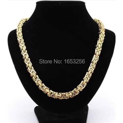 5mm/8mm Gold Stainless Steel Charmming Byzantine Chain Link Necklace For Mens Jewelry 20''-36