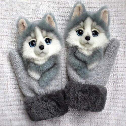 Animal Cat Dog Panda Racoon Design Kid Winter Warm Soft Princess Girl Fashion Mittens Full Long Gloves Fingers Cute L3E8