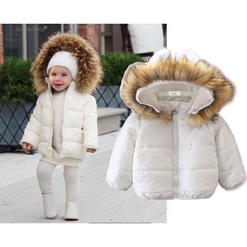 Elegant kids down coat solid hooded cotton warm coat for 2-8years children snowwear boys girls Winter clothes
