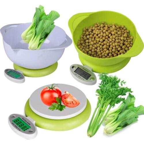 5KG/1g LCD Display Digital Scales food Kitchen Scale Double Bowl Practical Electronic Diet balance weight Tool LED Scale