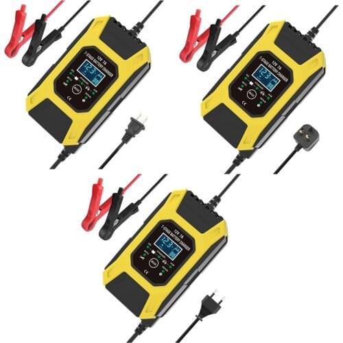 FOXSUR 12V 7A 7-Stage Pulse Battery Charge for EFB GEL WET AGM Car Motorcycle Battery Charger