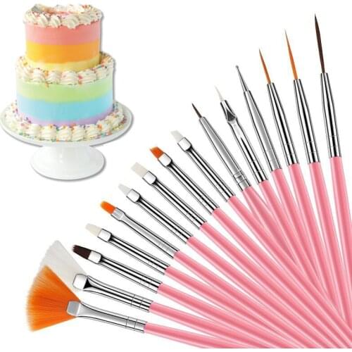 15Pcs/Set Fondant Cake Brush DIY Sugar Craft Baking Decorating Tools Cake Pen Brush for Fondant Painting Cookie Decoration Tools
