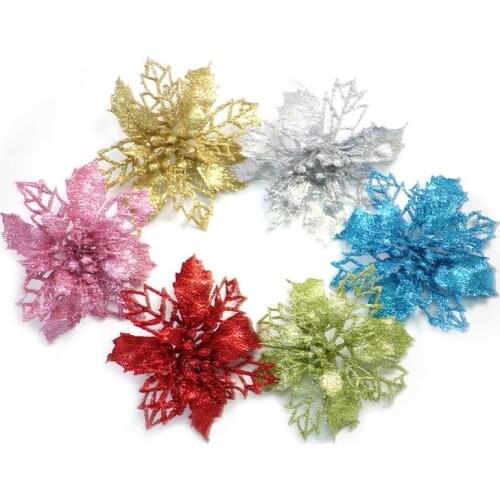 6 Color Artificial Hollow Flowers Beautiful Ornament Hanging On The Christmas Tree Wedding Christmas Valentines Day Decorations