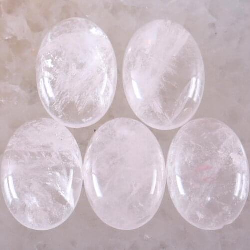 18x25MM CAB Cabochon 5Pcs Oval Natural Stone Bead For Making Necklace Bracelet Earrings White Crystal K591