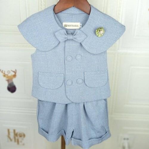 Top and pants Set Kids Baby Boy Suit Gentleman Wedding Formal Vest Tie 3Pcs Clothes Sets