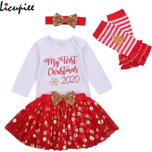 Baby Girls Four-piece Clothes Set, White Long Sleeve Romper + Red Short Skirt + Headdress + Foot Cover 0-18 Months