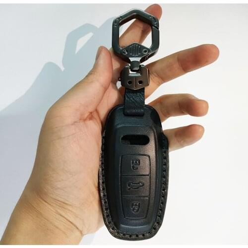 Leather Car Key Cover Case for Audi Q8 C8 A6 A7 A8 2018 2019 Auto Styling Holder Protection Shell Auto Accessories fob