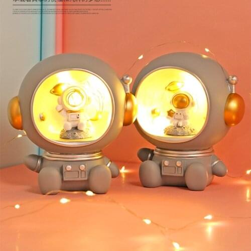 Creative Astronaut Spaceman Piggy Bank Night Light Give Children Birthday Gift Piggy Bank Resin Crafts Starlight Toy Coin Holder