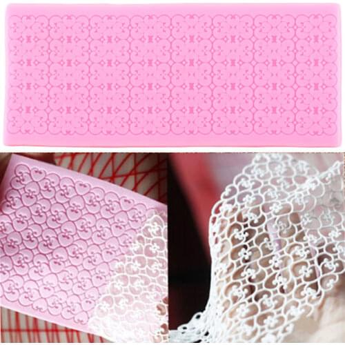 Lace Mat Pad Fondant Flowers Chain Decoration Silicone Mold Surafcraft Tools Bakeware Baking Tools Cake Decorating Lace Molds