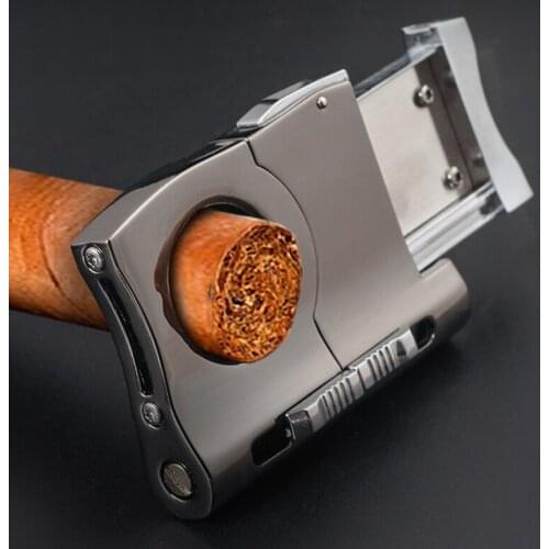 New 1pc 2in1 Stainless Steel Cigar Cutter Travel Knife With Cigar Punch 2size punch Portable Cigar Accessories