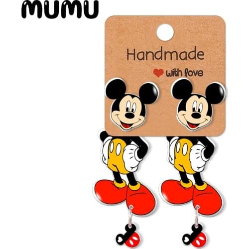2021 New Mickey Mouse Stud Earring Christmas Minnie Epoxy Jewelry Resin Acrylic Earrings Handmade Gifts Girl