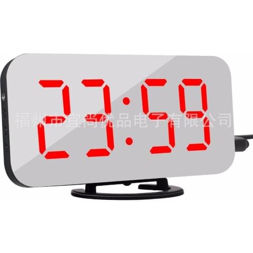 New creative mobile phone charging mirror electronic snooze alarm clock LED display hotel clock factory wholesale