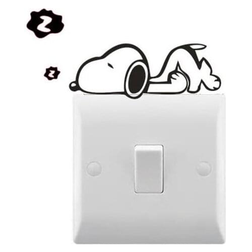 Novelty Dog Sleeping Small light switch Sticker Vinyl Decal Removable Waterproof Home Bedroom Decor Light Switch Decal C517
