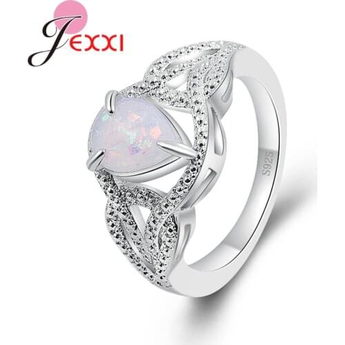 New Arrival Modern Water Drop Shape Opal Rings Beat Lover Girlfriend Birthday Gift 925 Sterling Silver Top Quality