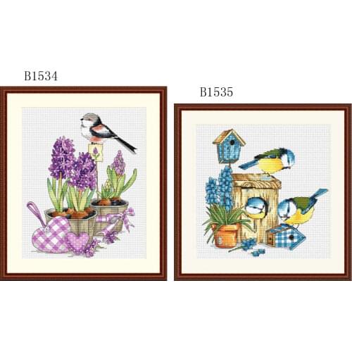 New Flower Picture Fishxx Cross Stitch Kits B1534-1535 Hyacinth And Bird Precision Printing Two Home Hand Sewing