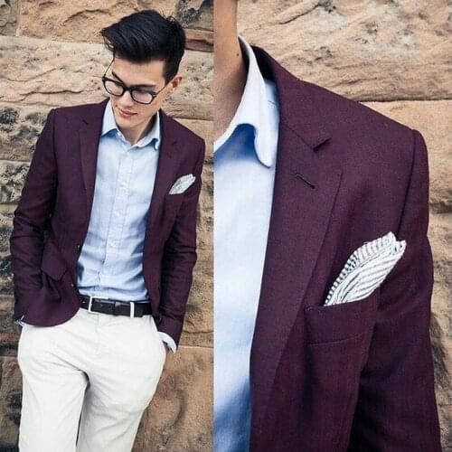 Casual Burgundy Jacket Suits Men 2019 Business Blazer trajes hombre Man Outfits Costume Homme Slim Fit Terno Masculino