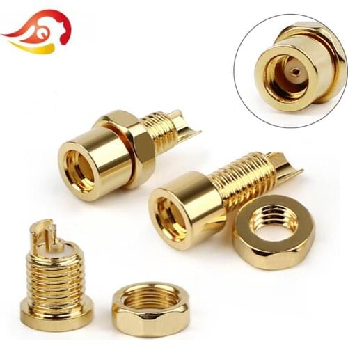 QYFANG Gold Plated Beryllium Copper MMCX Female Jack Solder Wire Connector PCB Mount Pin IE800 DIY Long/Short Audio Plug Adapter
