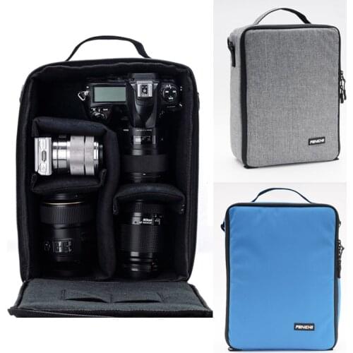 Roadfisher Photography Protector Camera Carry Bag Insert Partition Case Dividers Fit 2 DSLR 3 Lens Canon Nikon Sony Pentax SLR