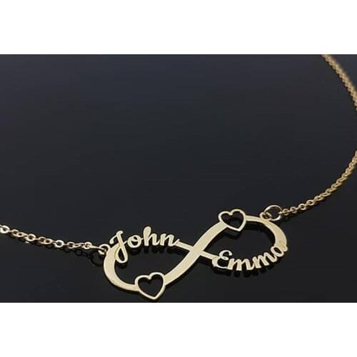 Romantic Custom Name Necklace for Women Gold Chain Stainless Steel Infinity Pendant Necklace lovers Name Necklace Jewelry Bff