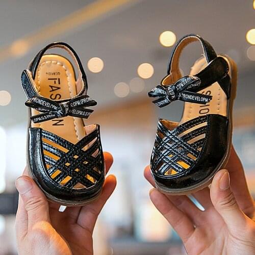 Children Sandals Shoes Girls Bow-Knot Hook & Loop Summer Princess Kid Party Fashion Beach Flat Toddler Baby