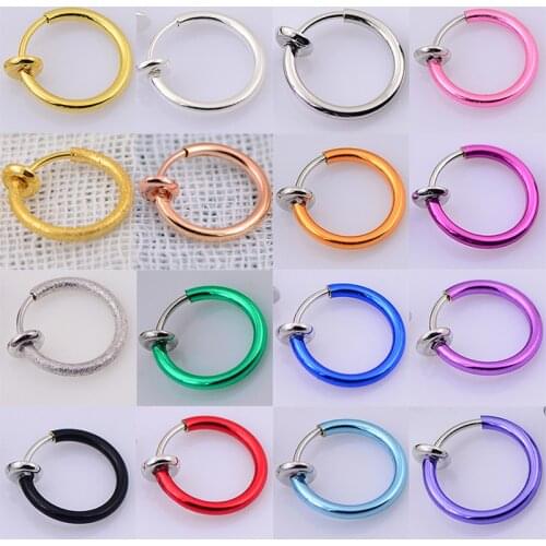 2Pcs Fake Nose Ring Gothic Punk Lip Ear Nose Clip On Fake Septum Piercing Nose Ring Hoop Lip Hoop Rings Earrings Body Jewelry