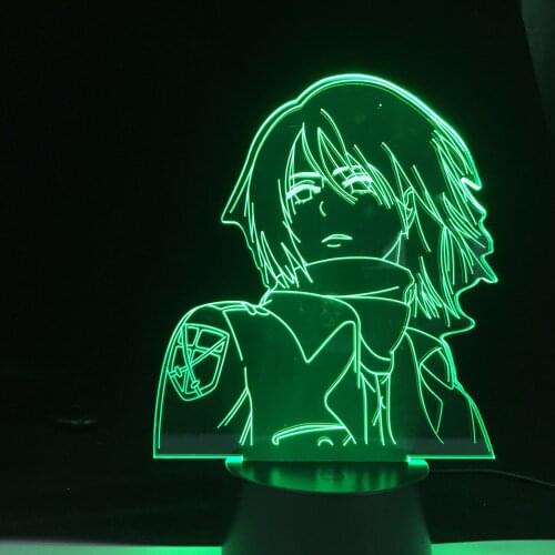 Anime Attack on Titan LED Night Light Mikasa Ackerman Lamp for Cool Birthday Gift Room Decor Light Bedside Desk 3D Lamp Battery