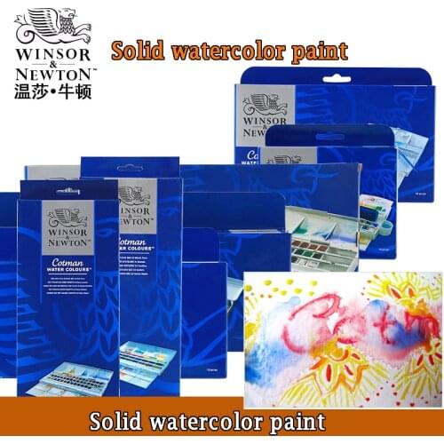WINSOR&NEWTON Solid Pigment Watercolor Paint 8/12/24/36/45 Color Cotman Senior Water color Art Drawing Supplies Half Pans Mini