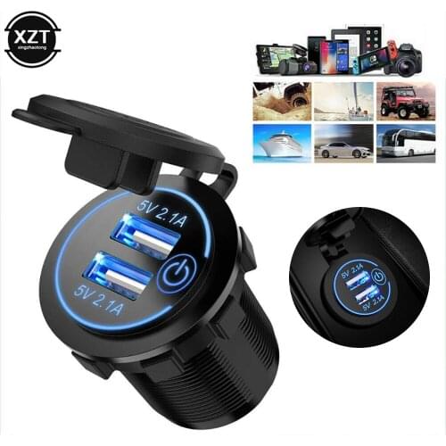 4.2A Dual USB Fast Charger With Switch Socket Power Outlet Adapter Waterproof Dual USB Ports for Marine RV Boat Motorcycle Truck