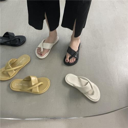 Women Summer Slippers Heel Fashion Flats Shoes 2021 New Fashion Slippers Non-slip Black Basic Flat Slip On