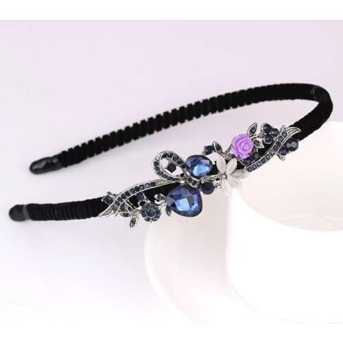 1PCS Fashion Handmade Women Girls Butterfly Floral Retro Headband Crystal Rhinestone Flower Hairband Barretes Hair Accessories