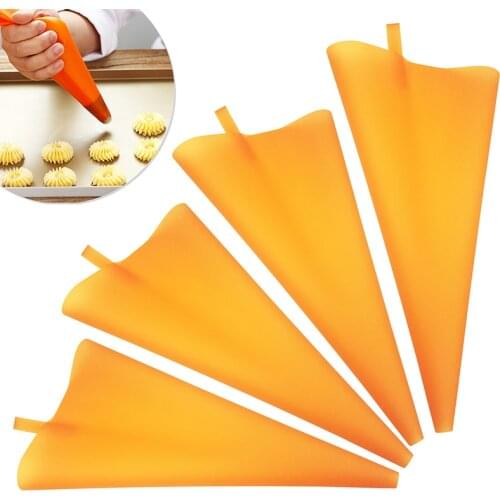 1Pcs Cake Decorating Tools Orange Reusable Silicone Pastry Bag Kitchen Gadgets DIY Cupcake 10/12/14/16Inch
