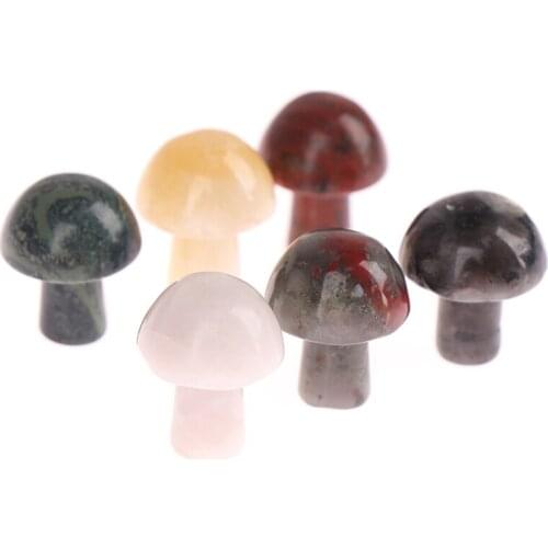 1Pc Mini Mushroom Statue Natural Stones Carved Decoration Quartz Hand Polished Healing Crystal Reiki Trinket Gift Room Ornament