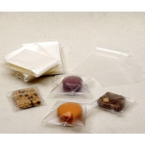 100pcs Plastic Transparent Cellophane Frosted Biscuit Candy Cookie Gift Bag With DIY Self Adhesive Pouch Wedding Birthday Party