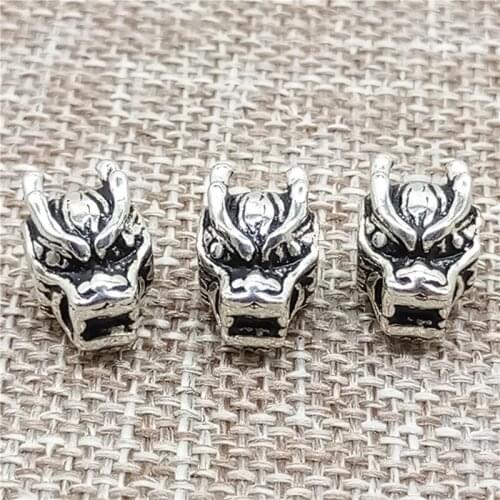 925 Sterling Silver Dragon Head Beads Large Hole 4mm for Bracelet