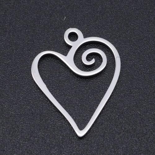 5pcs/lot 100% Stainless Steel Hollow Heart Charms Wholesale Never Tarnish Bracelets Pendants