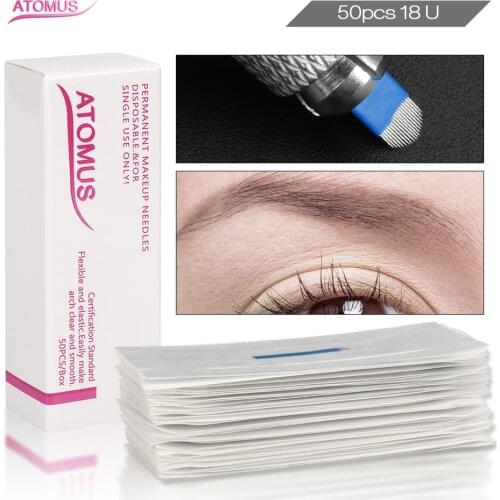 50pcs 18U Shape Permanent Make Up Needle Tebore Agujas Microblading Micro Shading Laminas Para Tebori Microblading Laminas u
