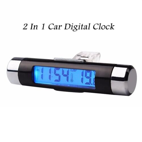 Car Digital Clock Temperature Display Electronic Clock Thermometer Auto Electronic Dashboard Clock LED Backlight Digital Display