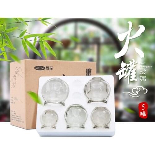 Free shipping 5 Cups/Lot Traditional Chinese Glass Cupping Jar - 5 Size Glass Cupping Jar Cupping Therapy Transparent