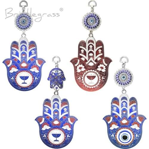 BRISTLEGRASS Turkish Blue Evil Eye Hamsa Hand Flower Vine Wall Hanging Pendant Amulet Lucky Charm Blessing Protection Home Decor