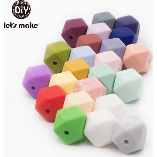 Lets Make 10pcs Baby Teether 14mm Hexagon Bpa Free Silicone Beads Food Grade Teething Toys Diy Pacifier Chain Silicone Teethers